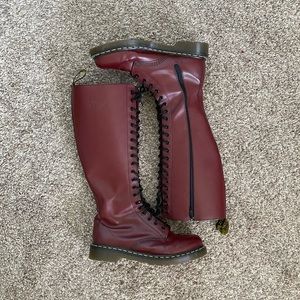 BNIB DR. MARTENS CHERRY RED KNEE HIGHS